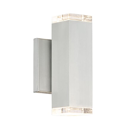 Dweled Block 2 Light LED Indoor and Outdoor Wall Light 3000K in Brushed Aluminum WS-W618